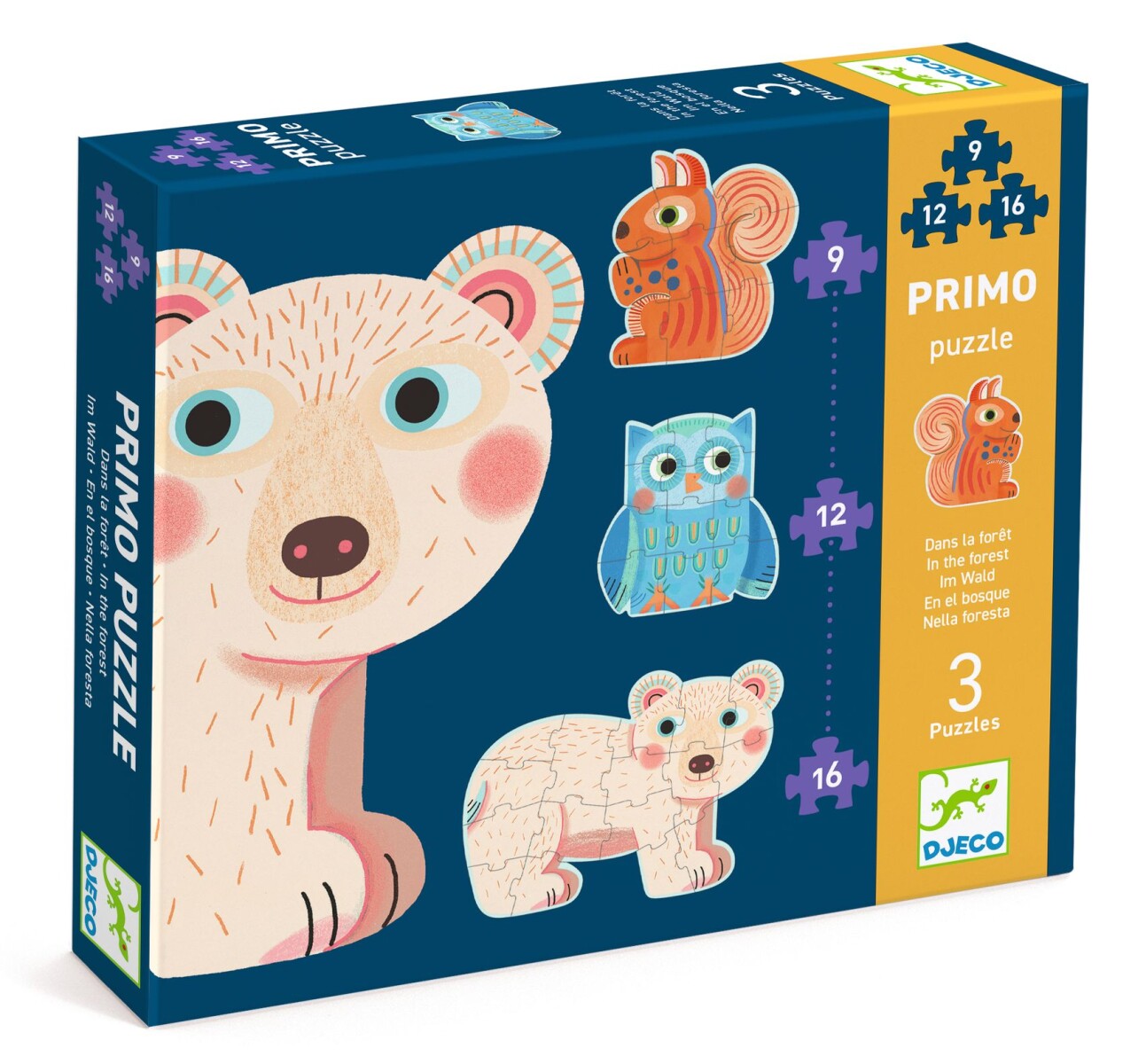 Puzzle X3 Primo 9, 12 Y 16 Pcs 3+ Djeco - Bosque 