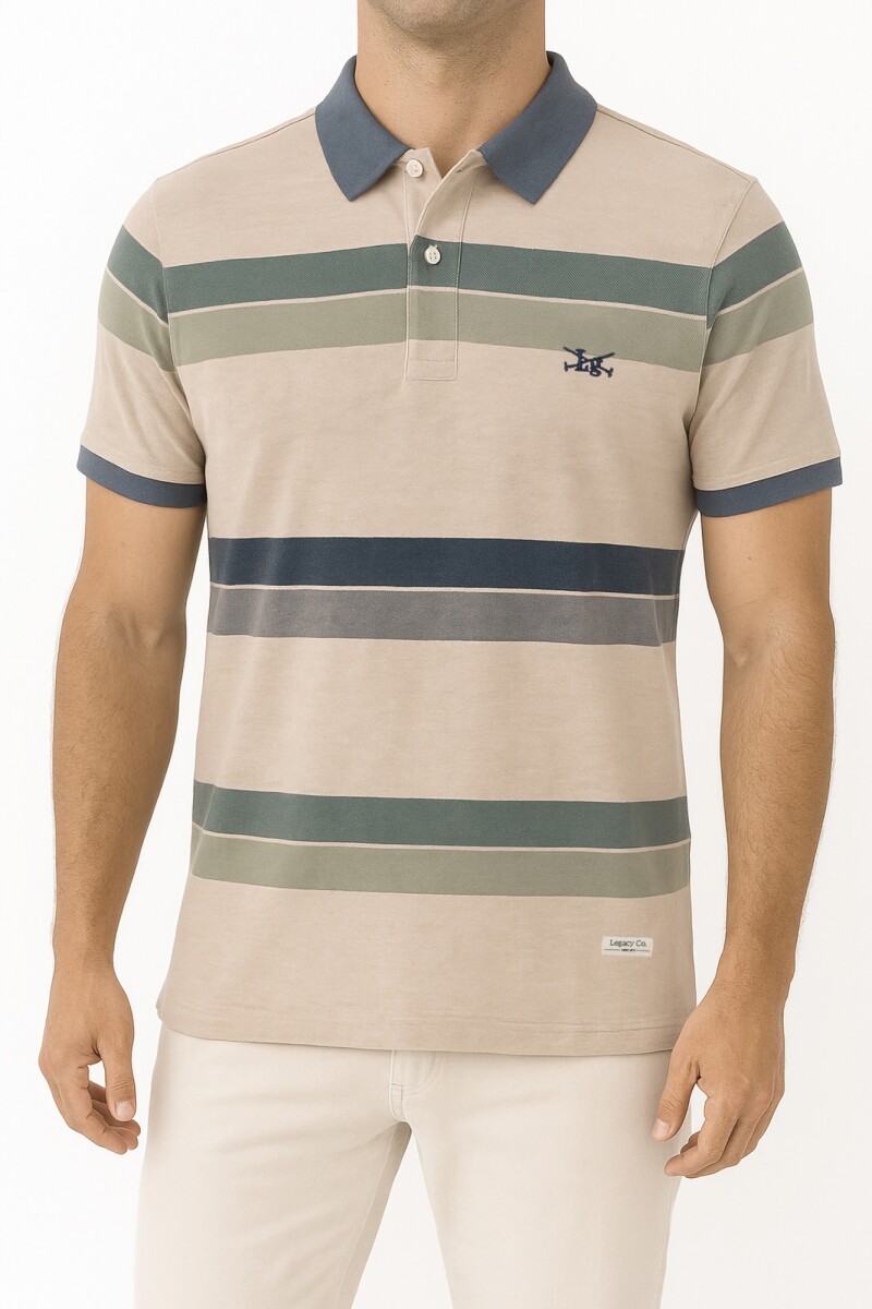 REMERA POLO RAYADA - Beige 