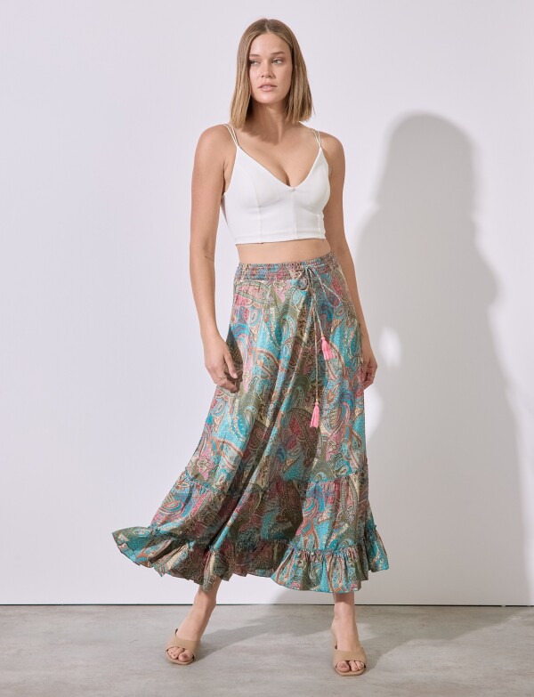 Falda Maxi Print MULTI/VERDE