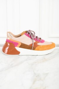 Zapatilla Combinada Cuero Fucsia