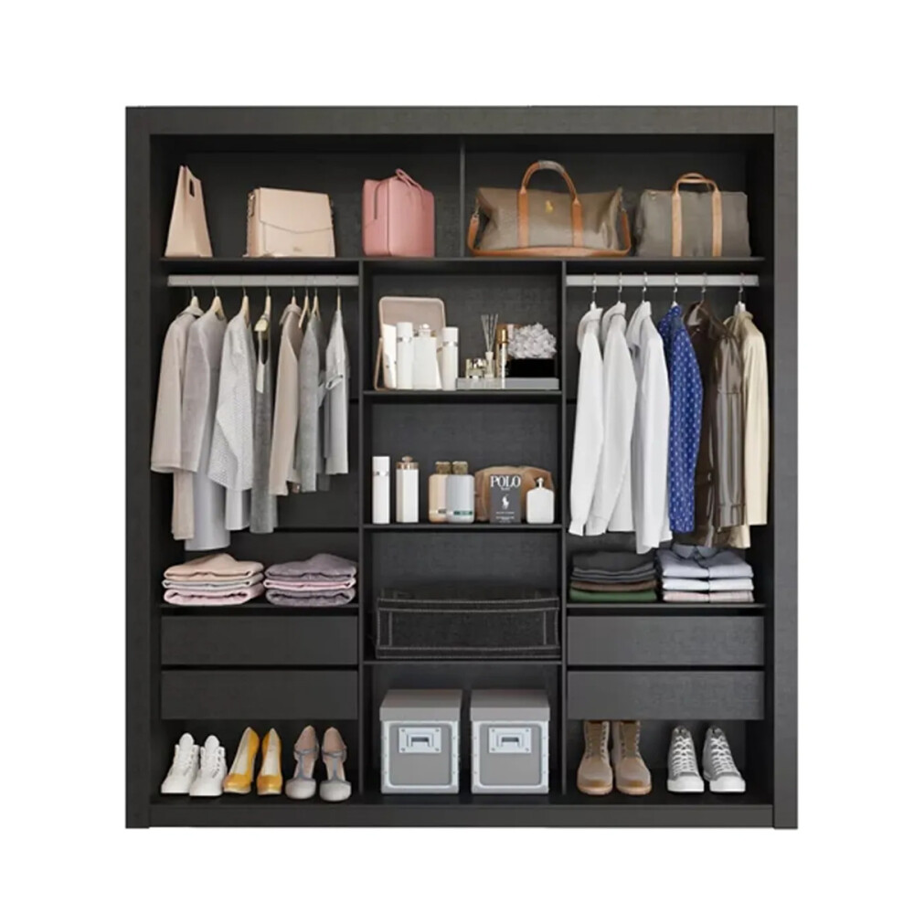 ROPERO VESTIDOR GUARDARROPA ARMARIO PLACARD CLOSET SIN PUERTAS NEGRO