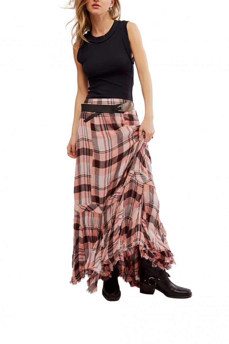 FALDA MAXI PLAID Rojo