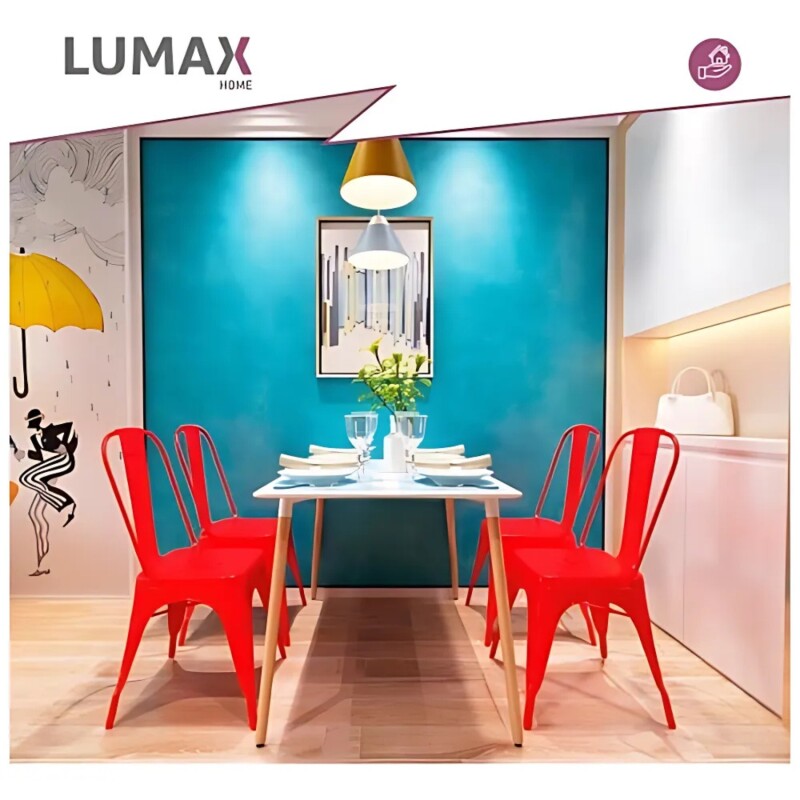 Pack 4 Sillas Tolix Lumax Metálicas Para Comedor Y Cocina Diseño Retro Resistente Rojo