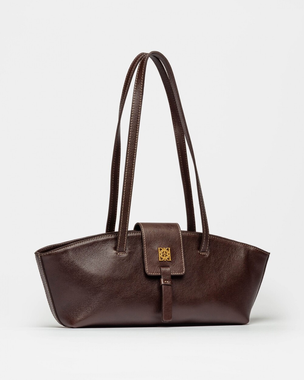 Cartera al hombro Paris en cuero liso Chocolate