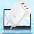 Ficha Cargador Miccell T12 65W 3 Puertos 2 USB C USB Celular Variante Color Blanco