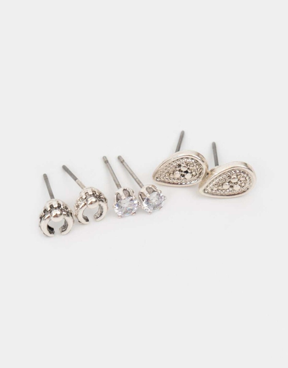 Set De Aros Bañados En Plata - Plateado 