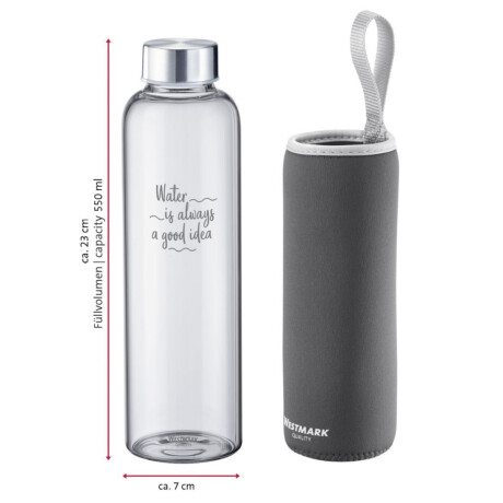 Botella de Vidrio con Funda 550 ml Gris Westmark Botella de Vidrio con Funda 550 ml Gris Westmark