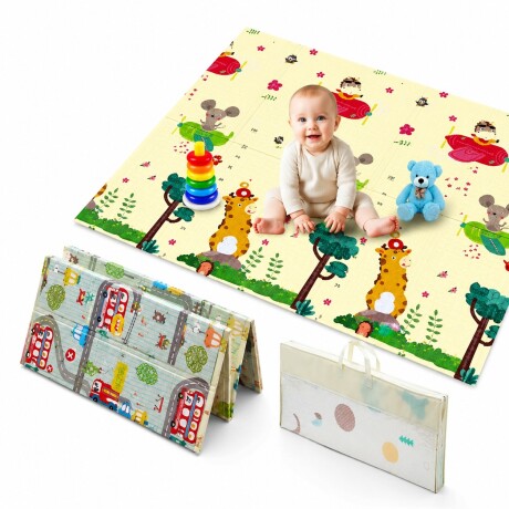 Alfombra Anti golpes 180x150 Infantil Reversible Impermeable Celeste