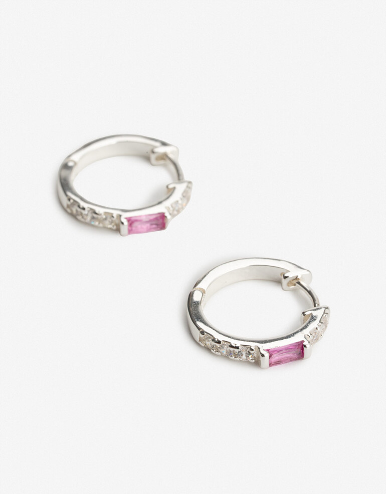 Aros Argollas Cubic zirconia Argollas Bañadas En Plata - Plateado