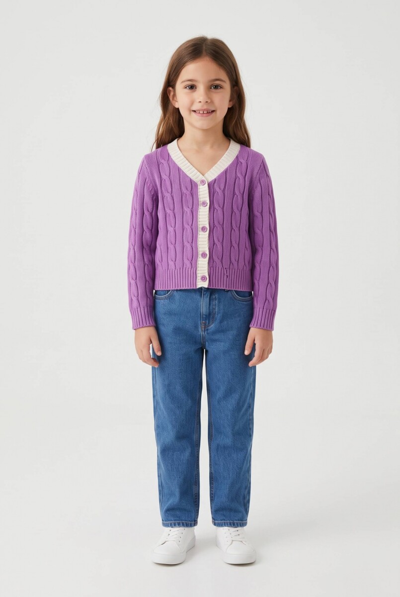 Cardigan con ochos - Violeta 