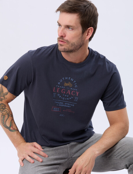 REMERA ESTAMPADA DE ALGODÓN Azul