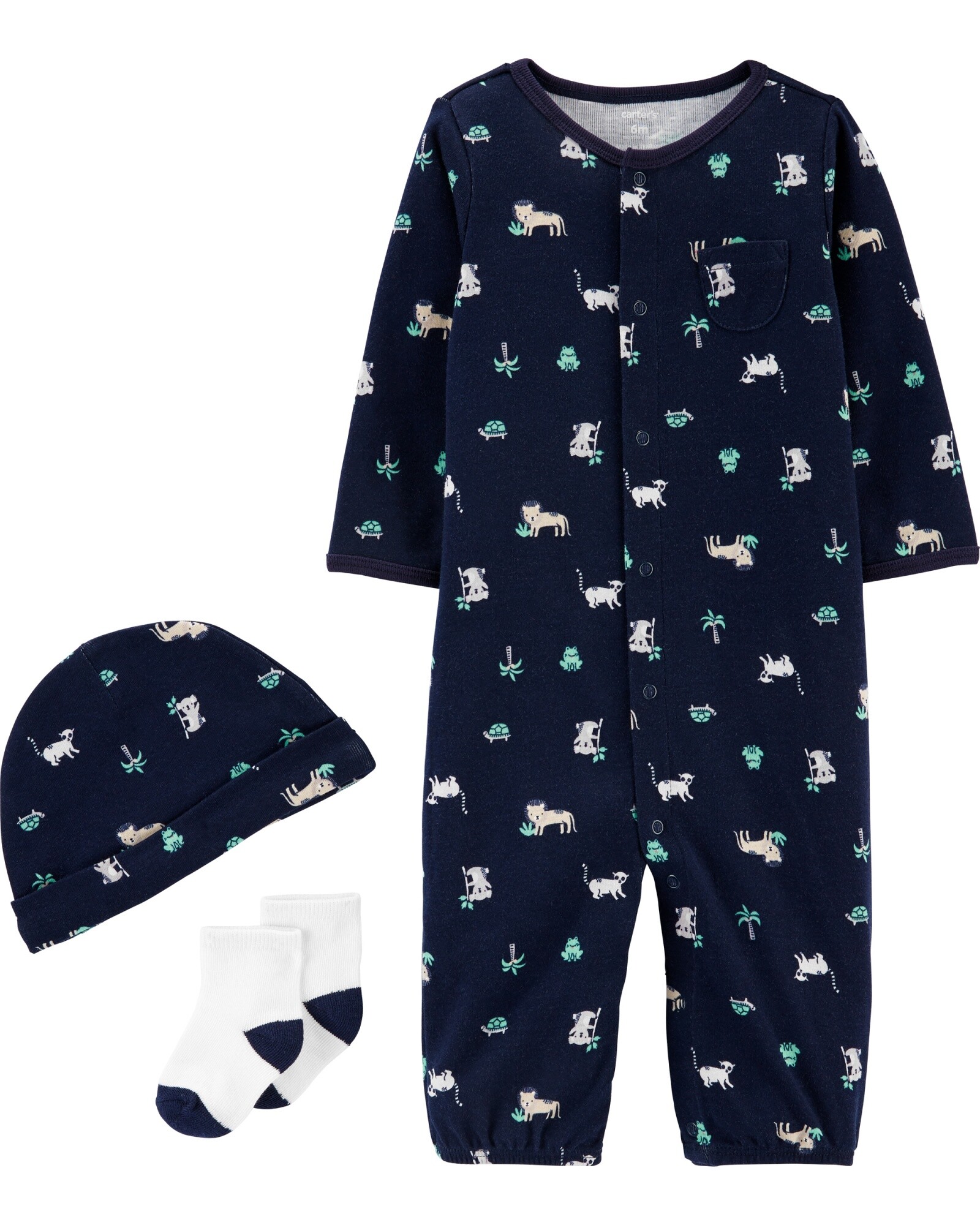 Pijama una pieza con medias y gorro de algodón Sin color