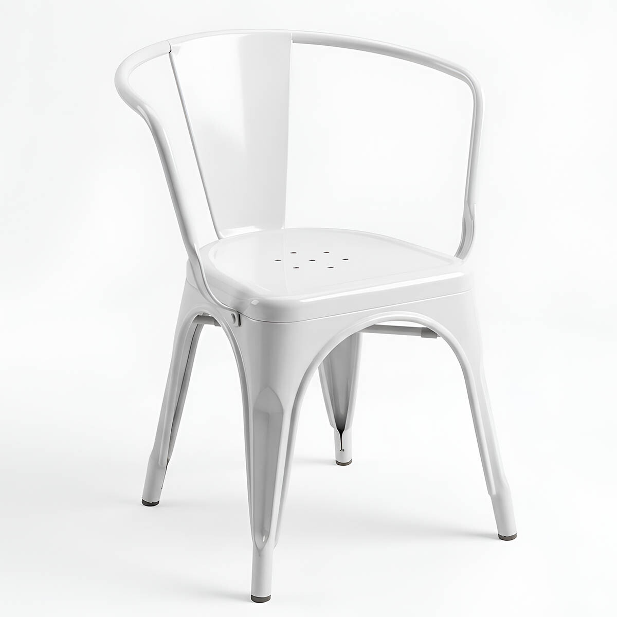 Silla Tolix Fade To Black Metálica Reposabrazo - Blanco 