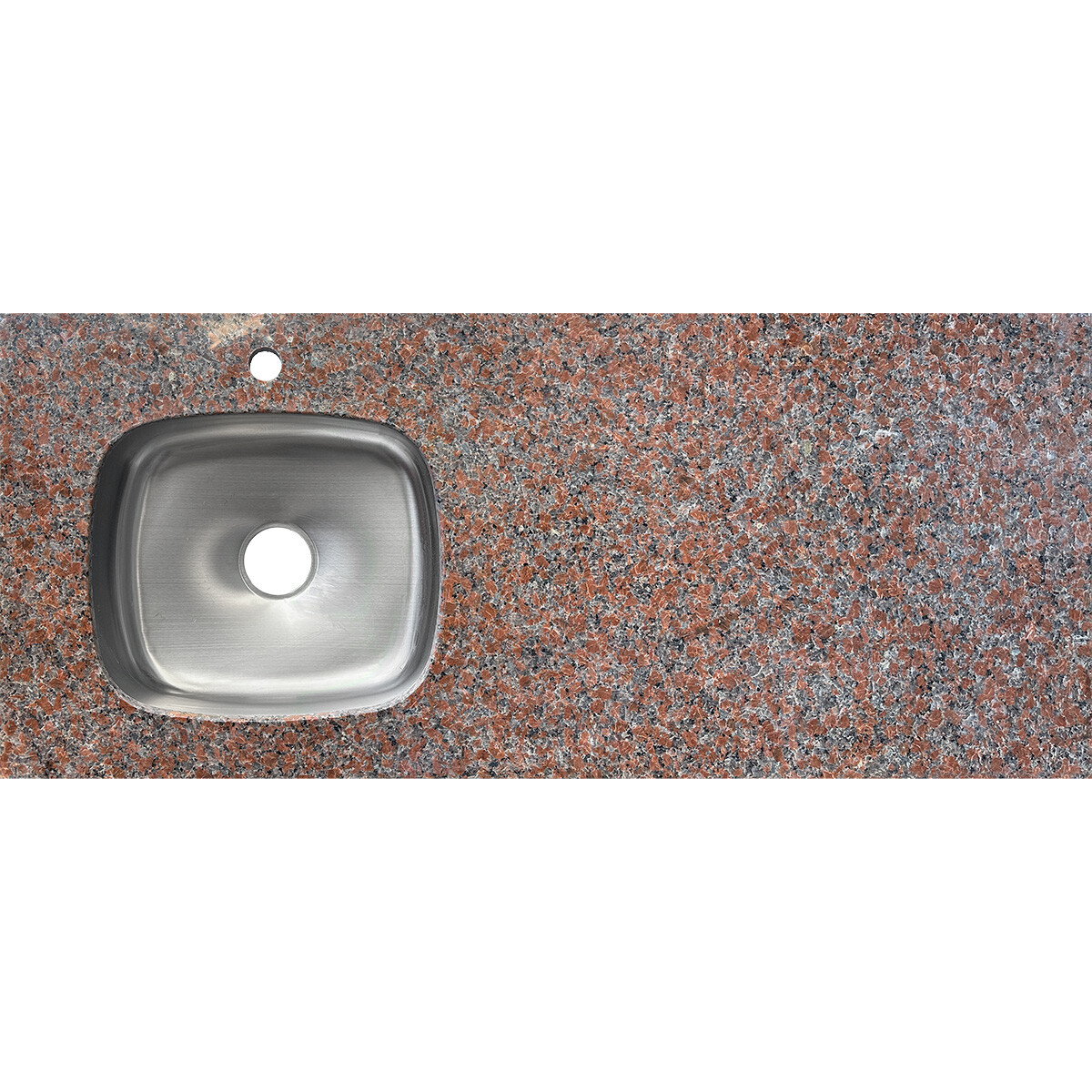 Mesada De Granito Red Brasilia Con Pileta Izquierda Y Hueco Para Grifería / 122x52 Cm 