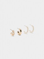 Set De Aros Abiertos Con Perlas blanco