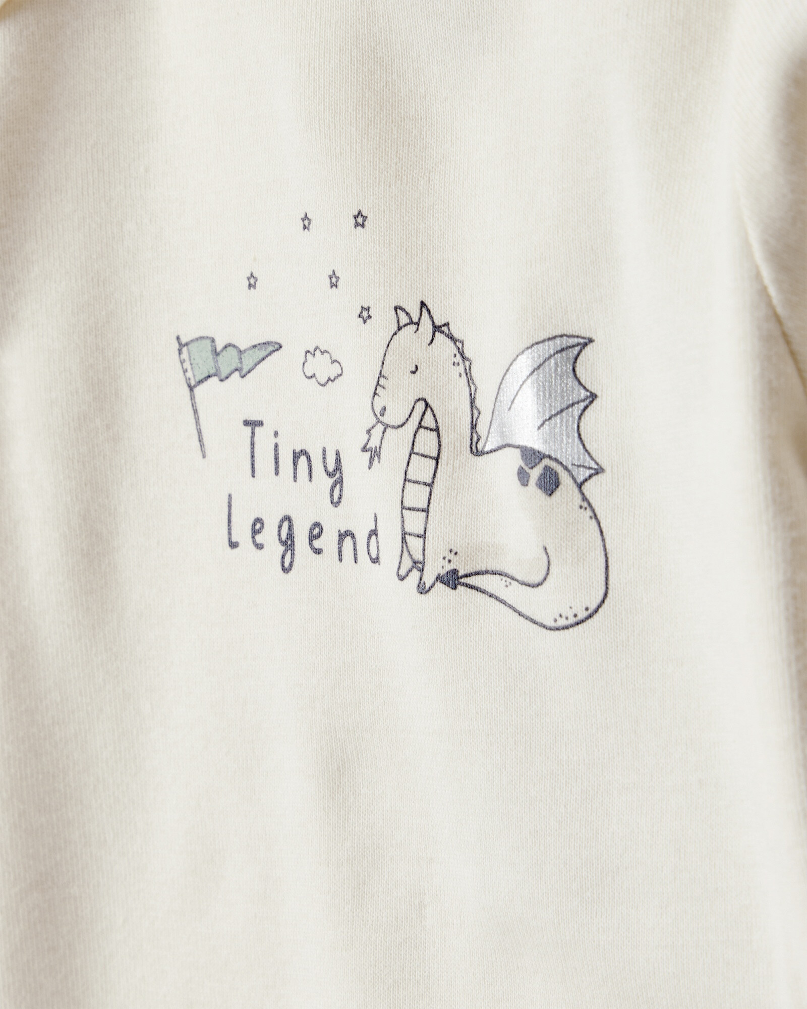 Set tres piezas de algodón, pantalón y dos bodies, diseño dragón Sin color