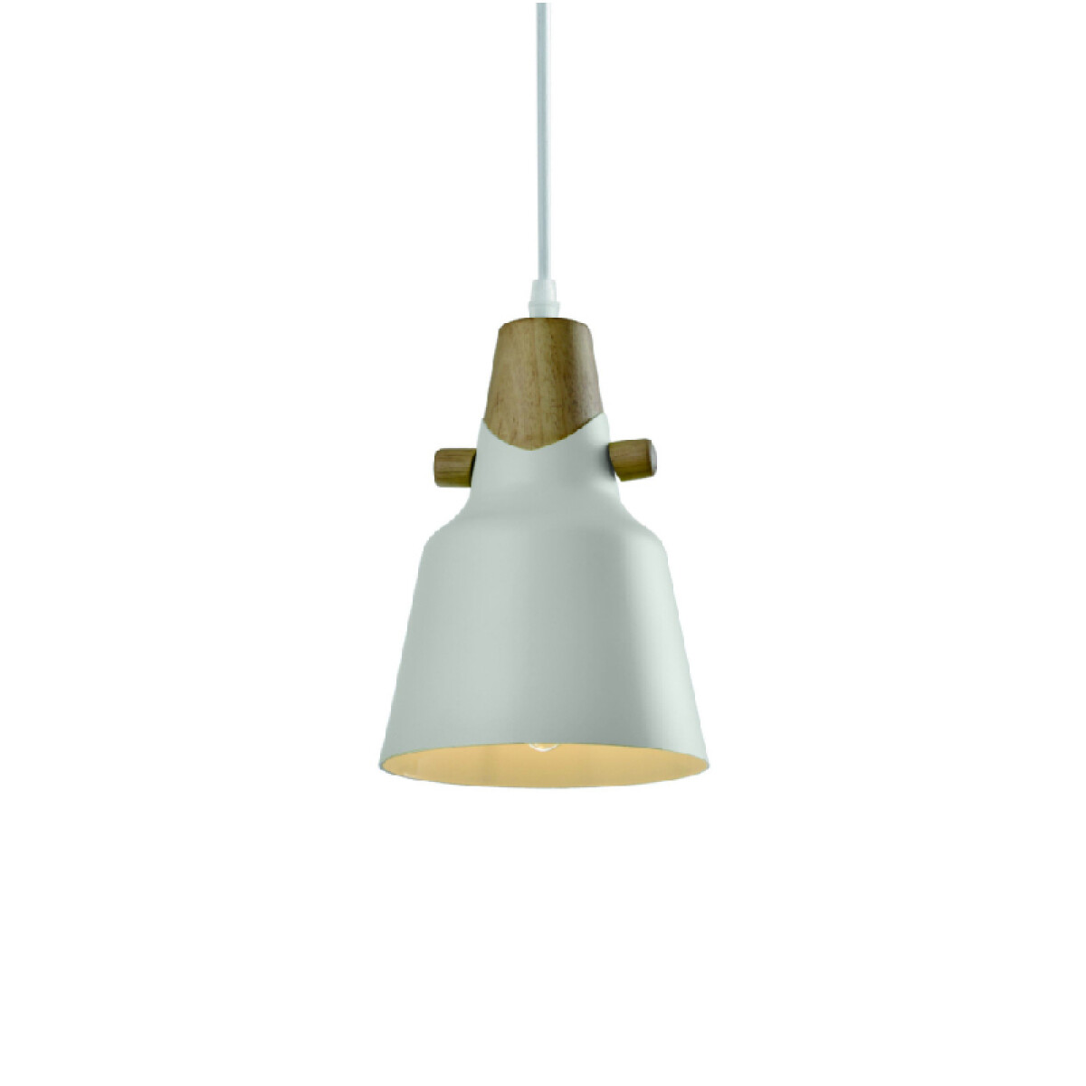 Lámpara colgante metal blanco y madera 1xE27 Ø16cm - IX9042 