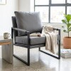 Sillón Poltrona Individual en Eco Cuero y metal Gris Oscuro