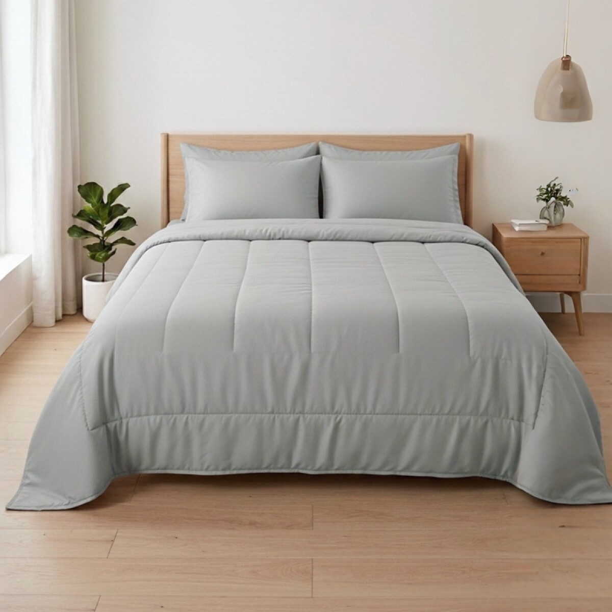 Acolchado 2 Plazas Doble Faz Microfibra Térmico 195 x 230cm - Gris Liso 