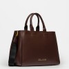Cartera de Mano Anette Grande en Efecto Cuero Liso Marron