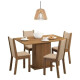 Juego De Comedor 4 Sillas Tapizadas Mesa De Living Rustico Beige