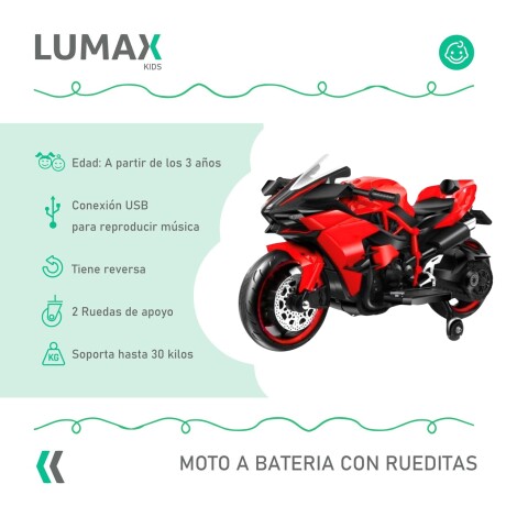 Moto a Batería Barry con ruedas luces música y usb Rojo