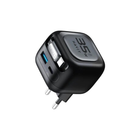 Cargador Havit UC250 GaN 35 W con Cable USB-C Retráctil y Cargador para Reloj Cargador Havit UC250 GaN 35 W con Cable USB-C Retráctil y Cargador para Reloj