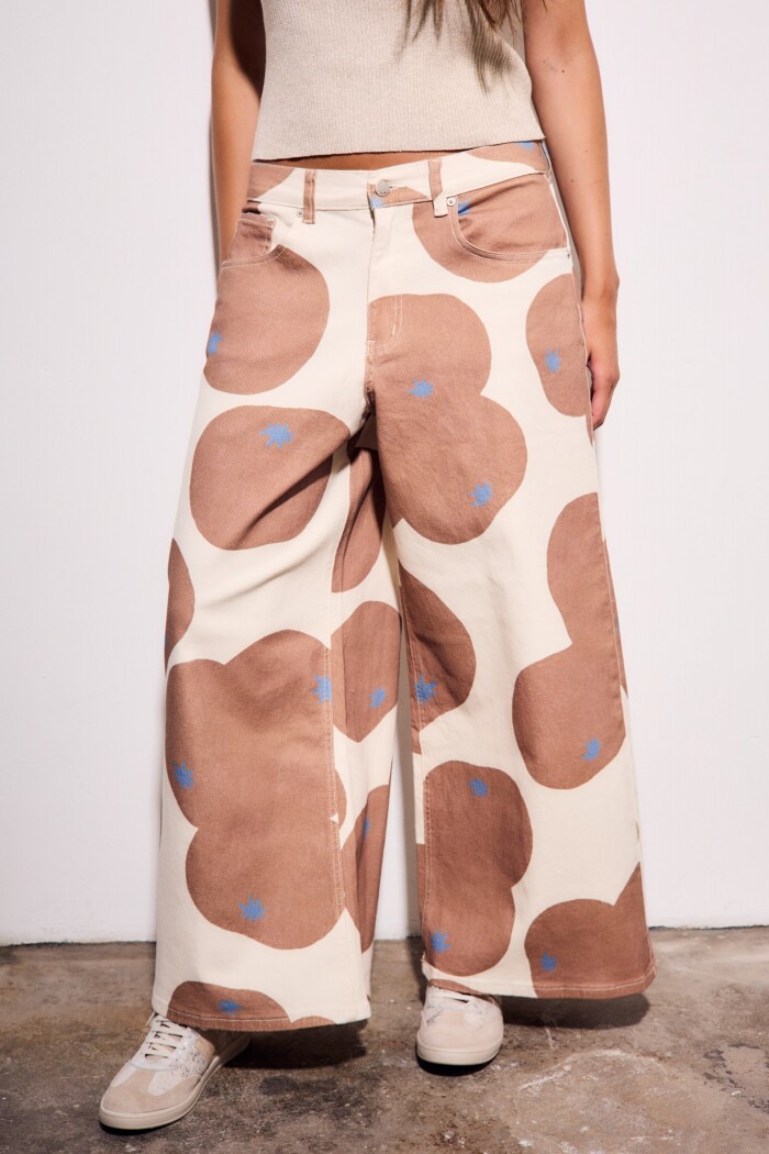 Jean Wide Leg Estampado Print