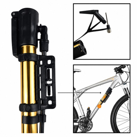 Inflador Manual Bici Pelotas Inflables con Picos Dorado