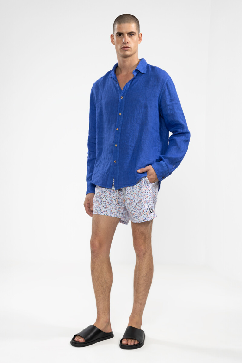 100% LINEN LONG SLEEVE SHIRT Blue