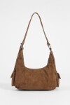 Cartera de hombro suede bolsillos marrón
