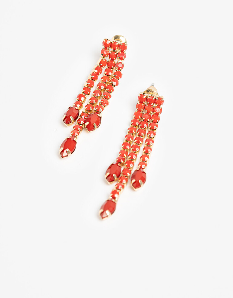 Aros Colgantes Cortos Strass Aros Colgantes Cortos Strass - Rojo Medio