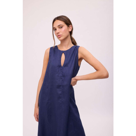 VESTIDO POLK LONG Azul