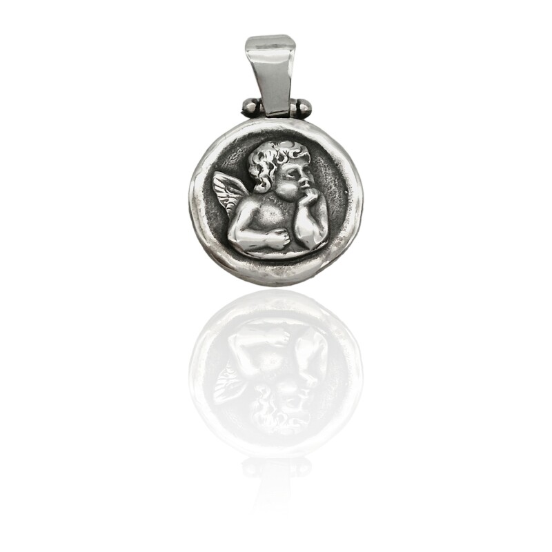 Dije Angel de la Guarda-Plata 925 quemada-CP3014 Sinpiedra