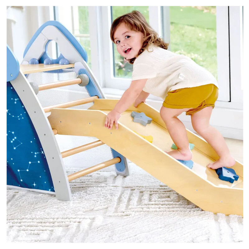 Gimnasio 4 en 1 con tobogán y escalada Hape Gimnasio 4 en 1 con tobogán y escalada Hape