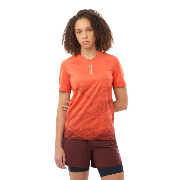 Salomon Remera manga corta S/Lab ultra tee AOP W para Mujer - Rojo Rojo