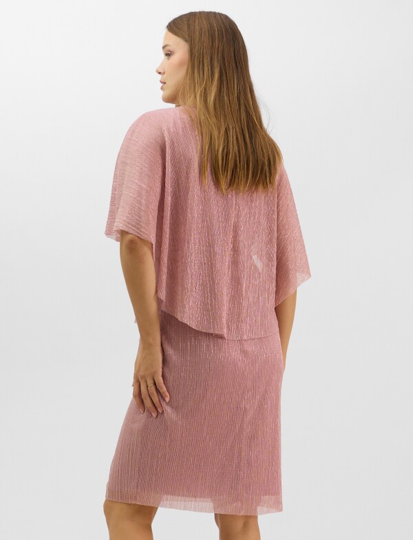 Vestido Con Capa Fluida & Detalle En Cintura ROSA