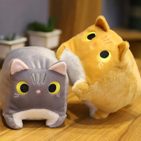 Peluche de gatito cuadrado chico Gris