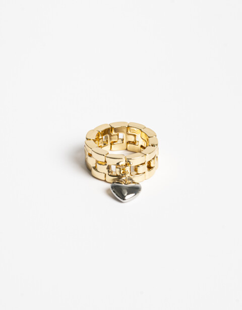 Anillos Medianos y Grandes Metal Anillo Con Charm Biplating - Dorado