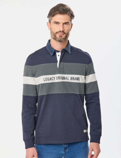 REMERA POLO RAYADA Azul