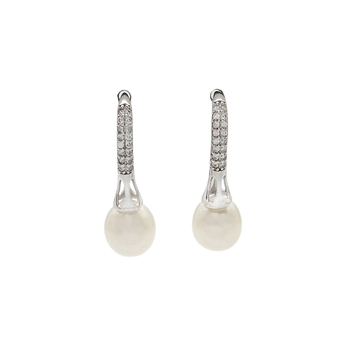 Caravanas Perlas-Plata 925-Con Perla y Zirconia-CA3212 - conperla 