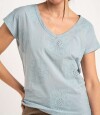 Remera Bordada Alodon Flame Celeste
