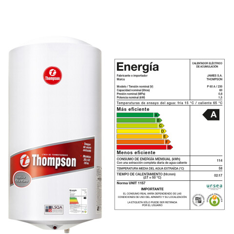 CALENTADOR DE AGUA THOMPSON 60 LTS. CALENTADOR DE AGUA THOMPSON 60 LTS.