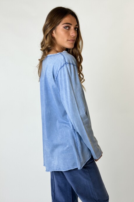 BLUSA CIRA PLATEADO - CELESTE