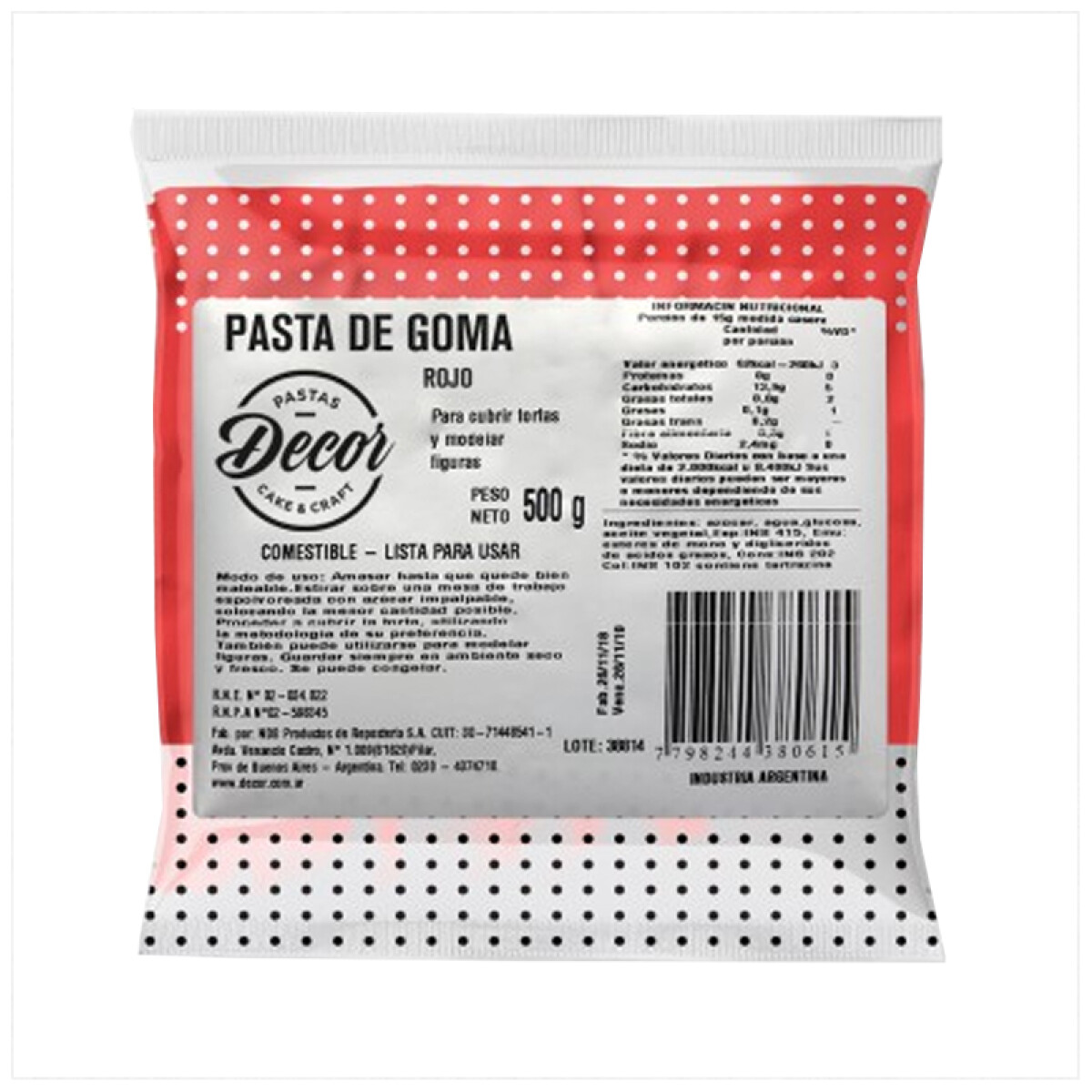 Pasta de Goma Rojo 500 g 