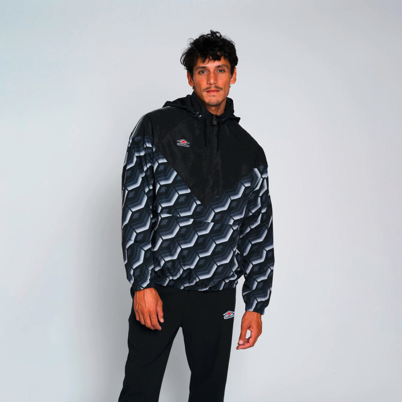 Abrigo Windbreaker Panelled de Hombre Negro