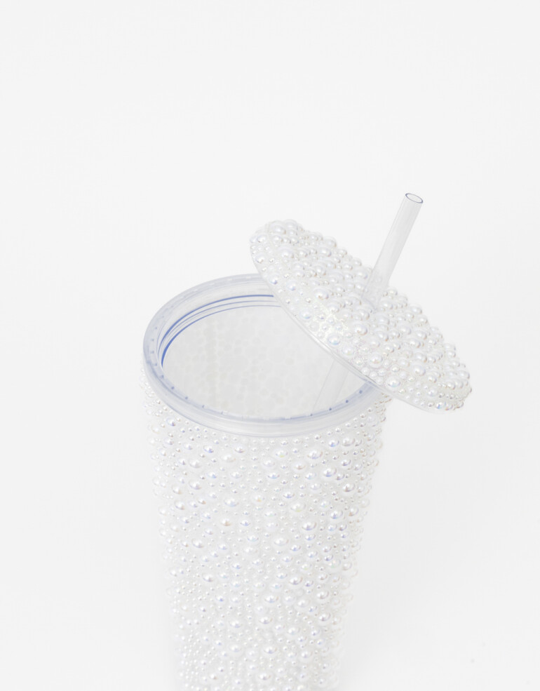 Artículos cocina Vasos Vaso De Plástico Con Perlas - Blanco Nacarado/perlado