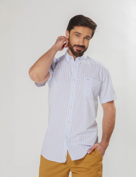 CAMISA A CUADROS Celeste