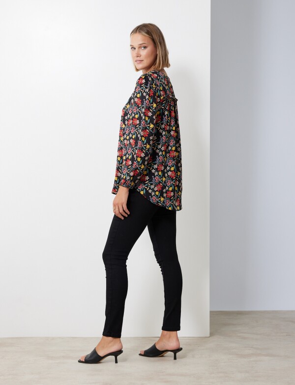 Blusa Gasa Flores NEGRO/MULTI