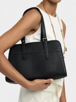 Bolso Tote Con Textura negro